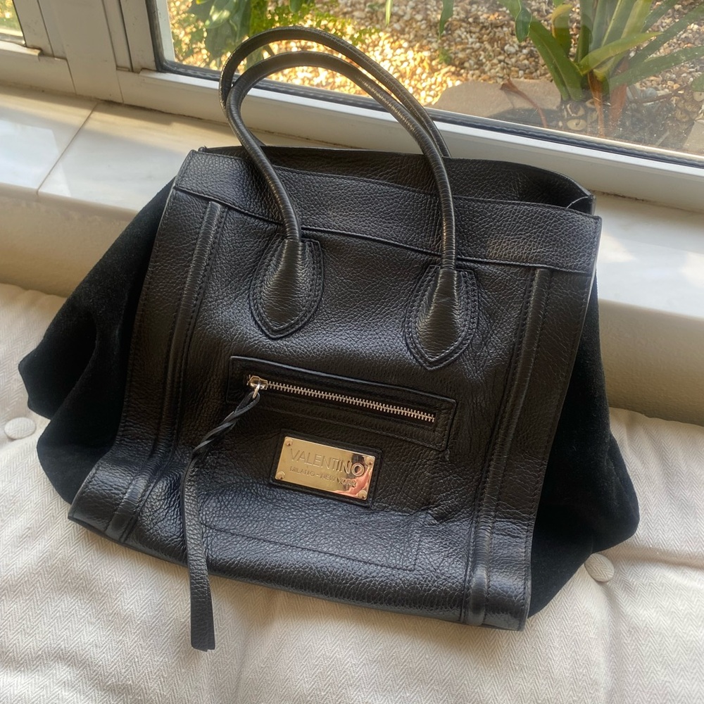 Valentino Black Leather Tote Bag